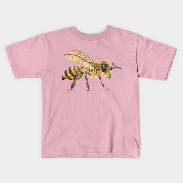 Watercolor Honeybees- single bee Kids T-Shirt by paintedpansy